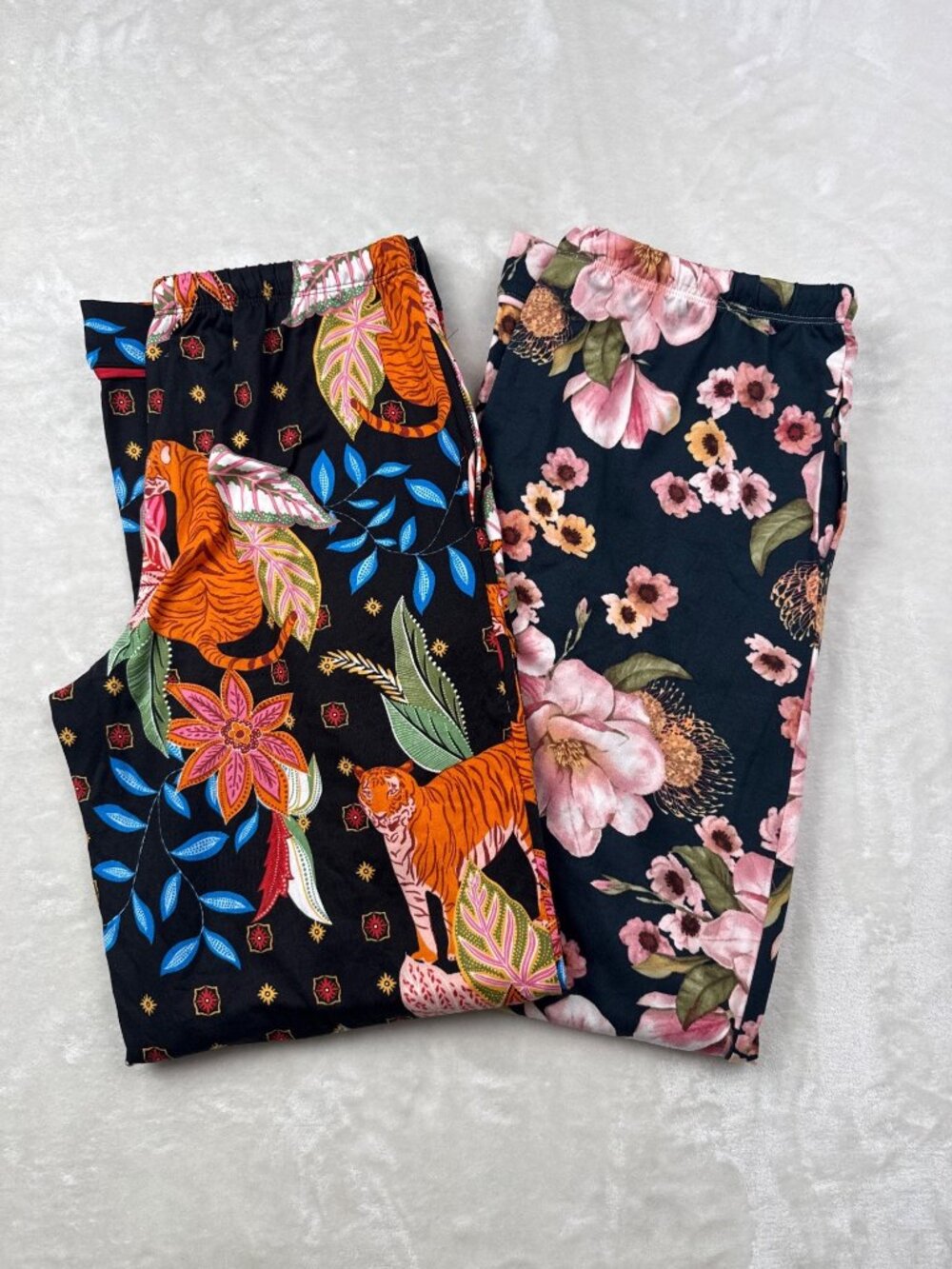 Room Service Womens Floral & Tiger Print Pajama Pants S Multicolor